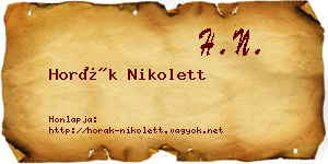 Horák Nikolett névjegykártya